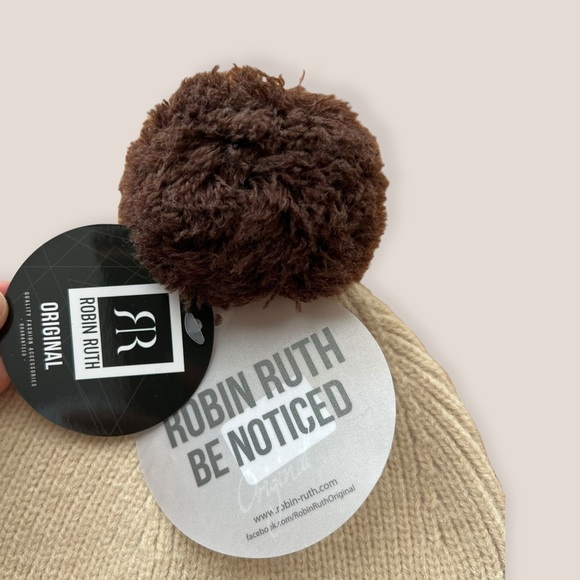 Amsterdam Knit Beanie Unisex Cream Brown Robin Ruth Winter Hat new - Picture 3 of 12